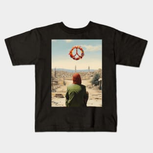 Peace Imperative: Navigating Divisiveness in a World Torn Apart  on a Dark Background Kids T-Shirt